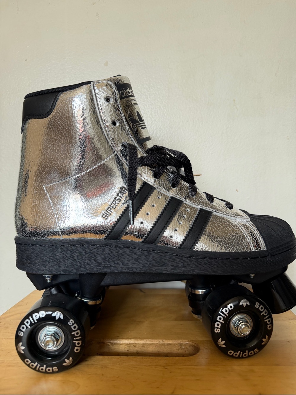 Adidas Silver and Black High-Top Roller Skate Sneakers